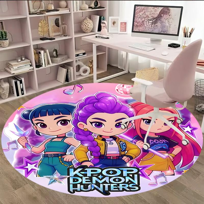 1 шт. Ковер K-pop команды, Круглый ковер, Удобный, Подходит для прихожих, Гостиных, Офиса и Спален, Рождественское украшение