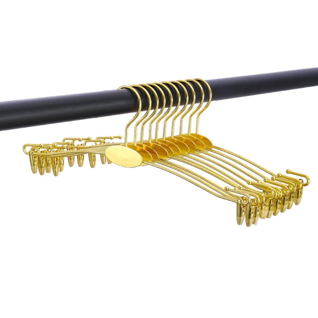 10PCS Gold Metal Hanger for Bra,Non-slip Underwear Clothes Hangers with Two Clips,Wardrobe Storage Organizer for Hanging Pants