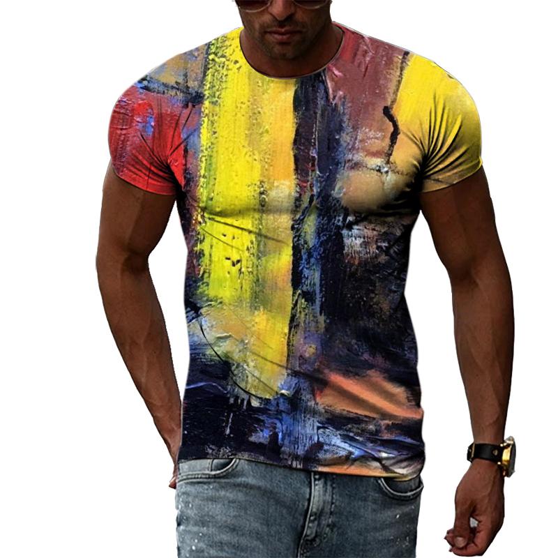 Индивидуальная футболка с 3D-принтом граффити для мужчин, одежда, летняя повседневная креативная трендовая футболка с круглым вырезом, большие футболки с короткими рукавами, топы, мужская одежда