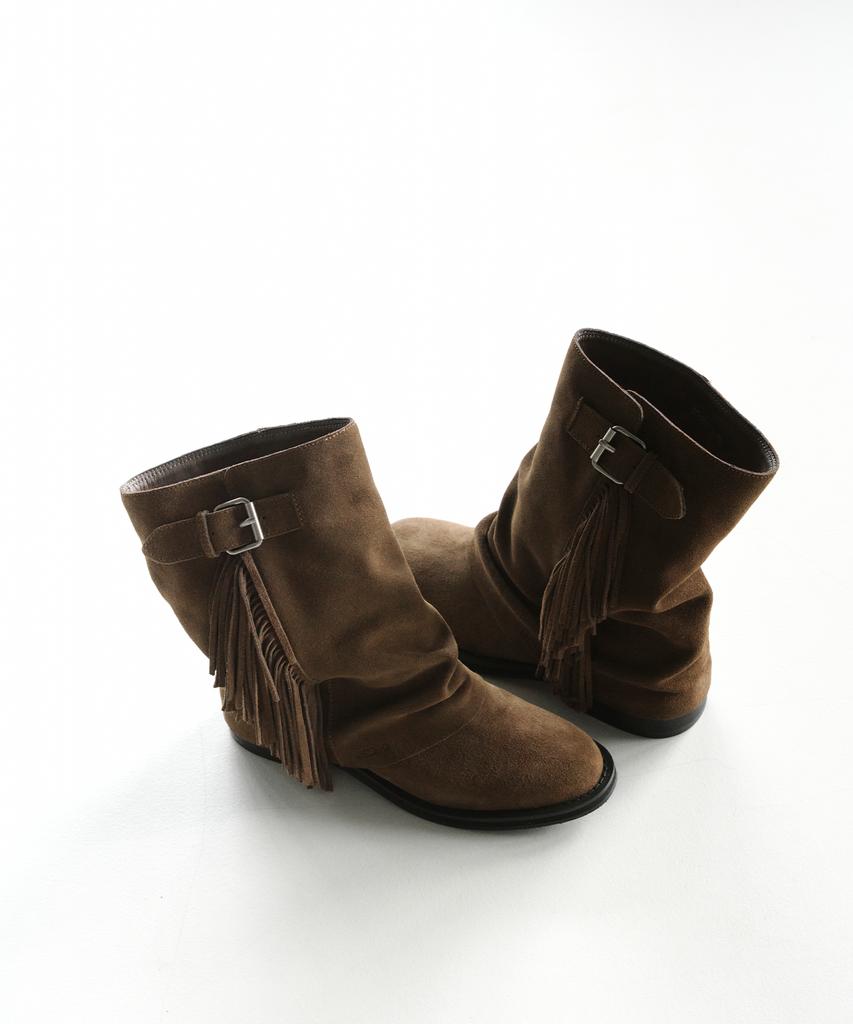Khiho Freya Fringe Mid Boots Brown