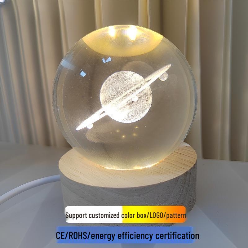 Креативный 3D хрустальный шар ночник: Настольное украшение и праздничный подарок