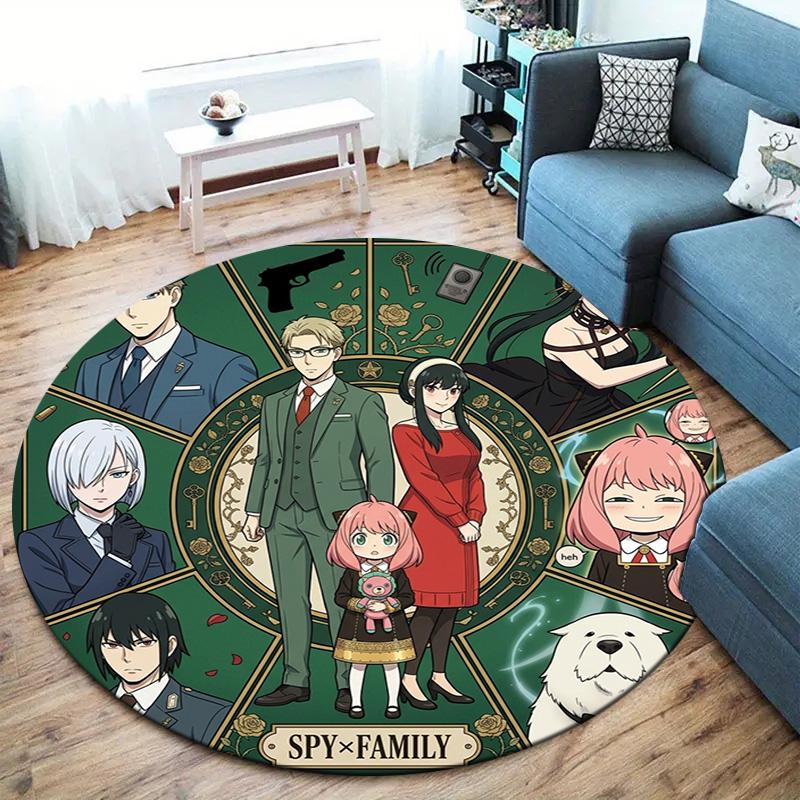 Ковер круглый Spy Family Ковер для гостиной, спальни, дивана, игровой комнаты Декор Нескользящий коврик для пола