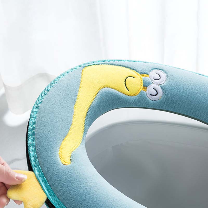 Washable Toilet Seat Cushion Household Four Seasons Universal Waterproof Zipper Toilet Seat Cover Cute Cartoon Bathroom Toilet Seats Pads with Handle