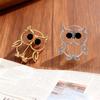 Hollow Animal Metal Pin Light Luxury Owl Badge Pin Fashion Jewelry Owl Rhinestone Brooch  Gifts