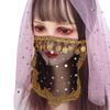 Indian Dance Sequins Women Performance Accessories Rhinestone Face Veils Mesh Belly Dance Costumes