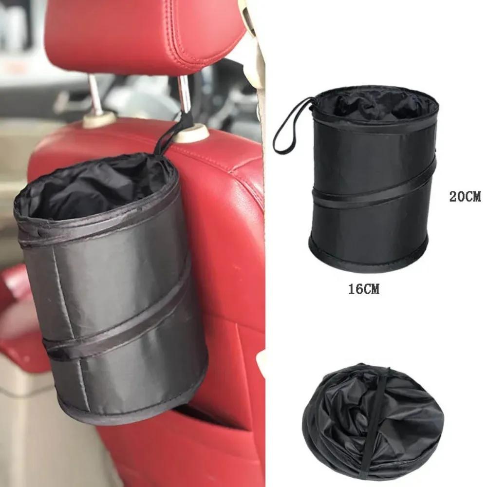 Car Trash Can Portable Durable Foldable Hanging Car Storage Bucket Chair Back Oxford Cloth Storage Bag Trash Can 1pc