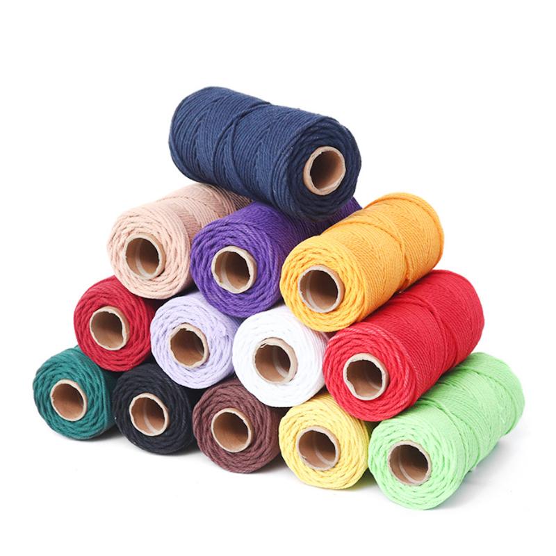 4mm Twisted High Tenacity Eco-Friendly Multiple Colors Stock 100% Cotton String Thread Cord for Knitting Home Textile Shoes
