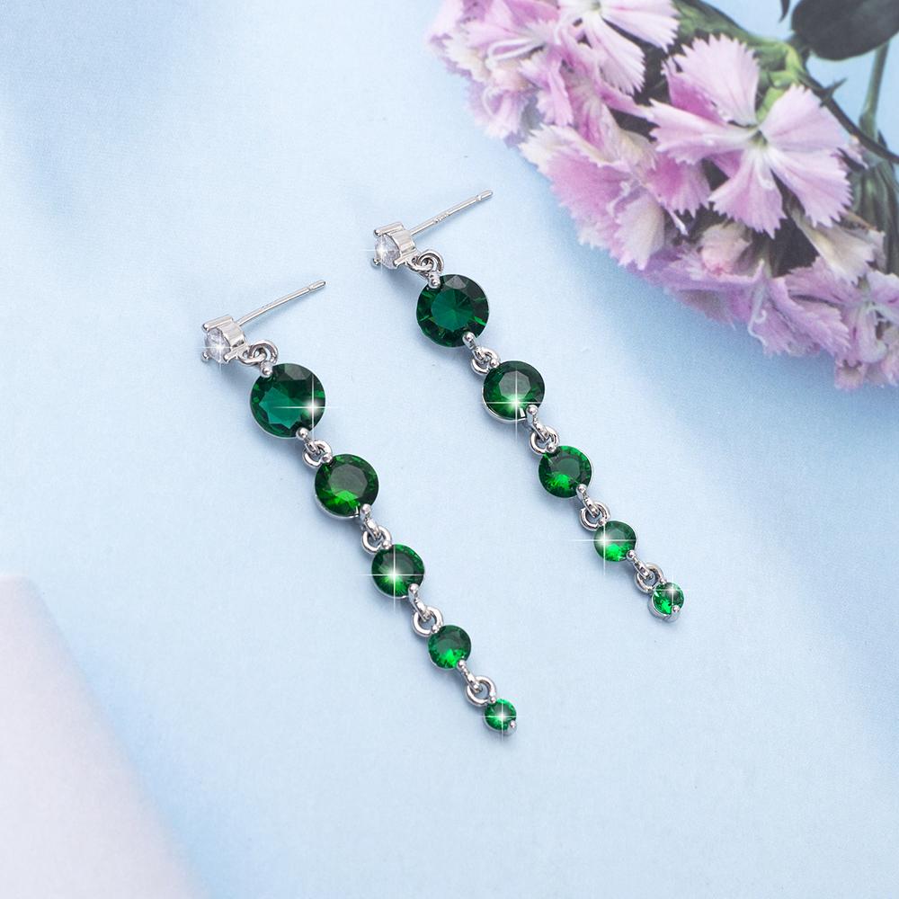 Women's Full Zircon Tassel Earrings Dangle Green Vintage Style Luxury Wedding Jewelry Christmas Valentine's Day Gift Accessories