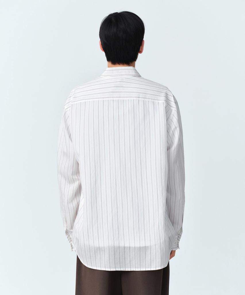 MUSINSA STANDARD Relaxed Crease Stripe Shirt [Light Beige/Brown]