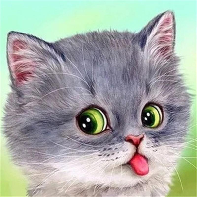 Полная дрель круглая/квадратная алмазная живопись кошка 5D DIY Алмазная вышивка животное мозаика вышивка крестиком настенное искусство подарок ручной работы