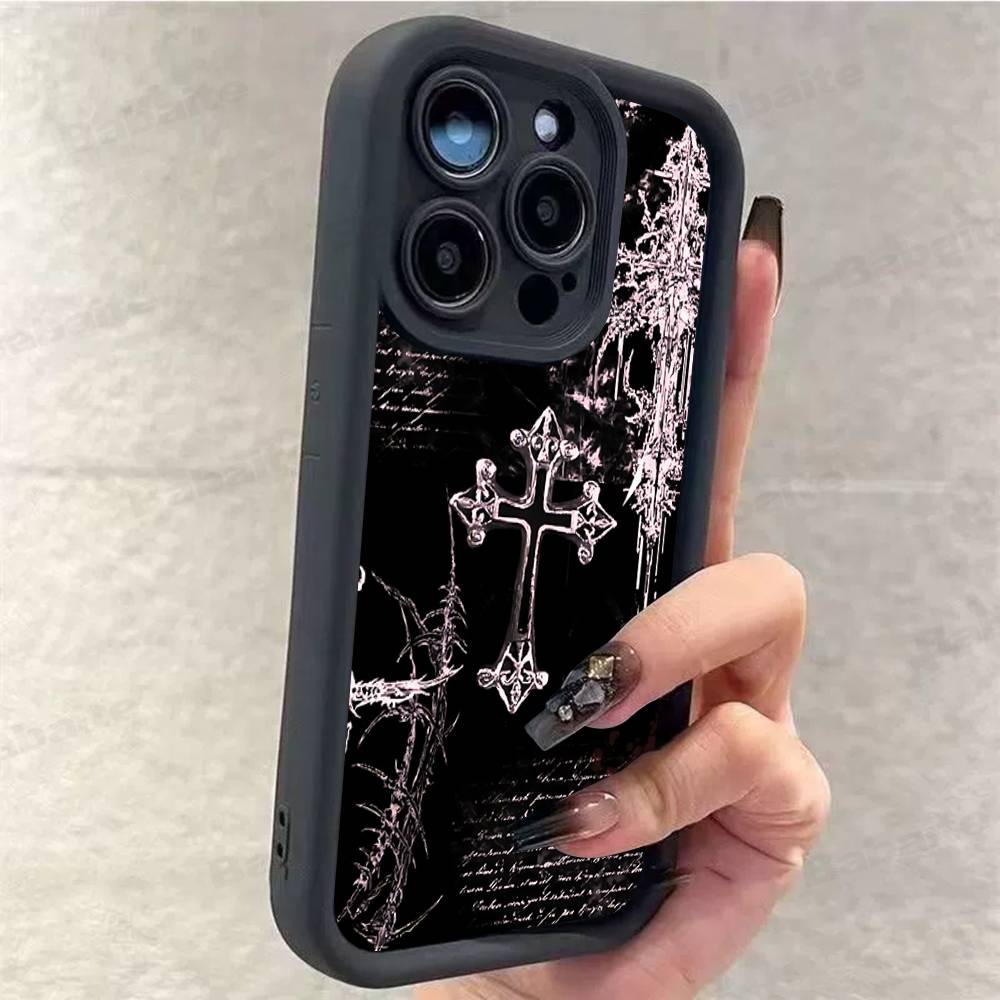 Готический Кибер Сигил Крест Для IPhone 17 16 15 14 13 12 11 Pro Max Plus Чехлы для Телефона