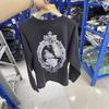 Mens Oversized Cotton Long Sleeve Tee With Vintage Washed Letter Print Hip Hop Style Fall 2025