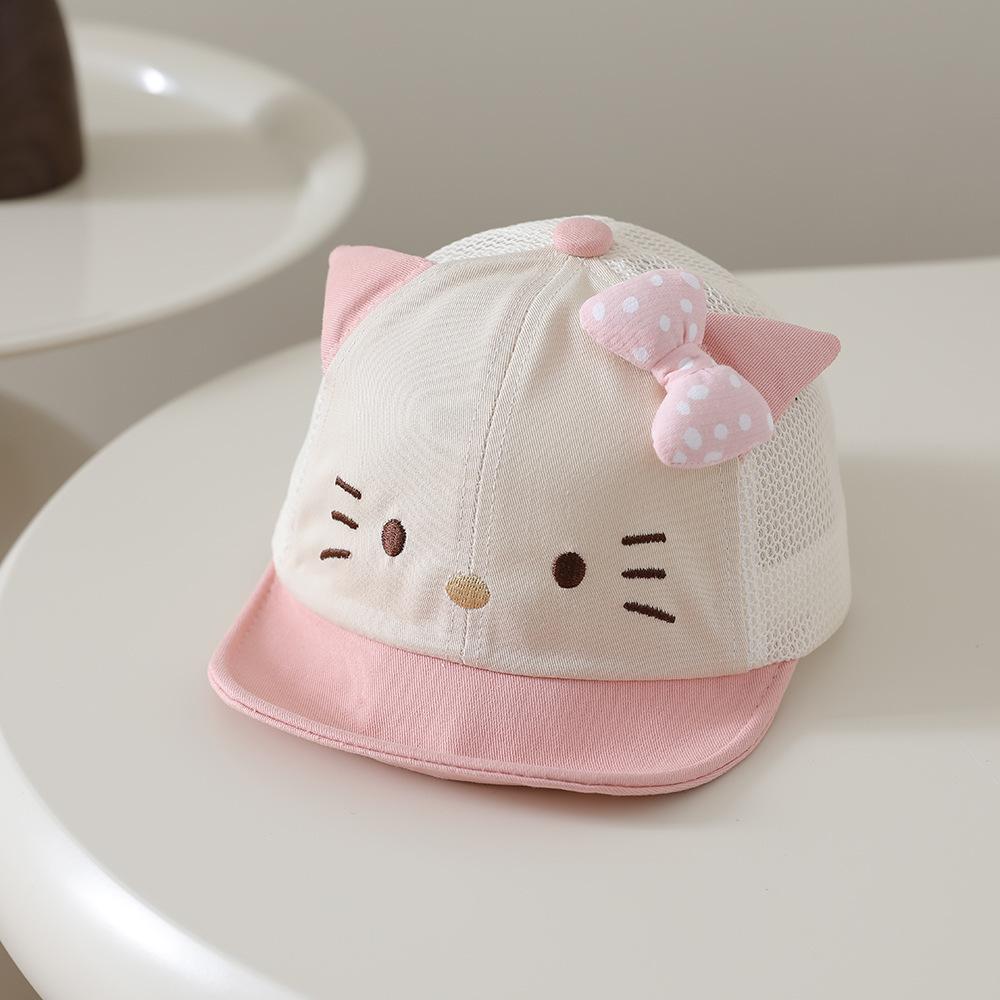 Cute Baby Girl Cartoon Baseball Cap Spring Autumn Mesh Sun Hat Soft Brim UV Protection Thin Breathable Visor