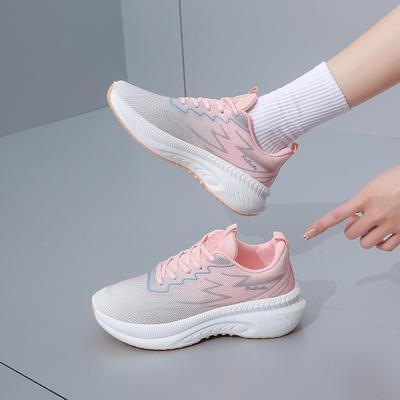 Весна 2025 года, новая корейская версия, дышащая женская обувь с плетением из мух, спортивная обувь для бега для студентов, женская повседневная обувь K2517