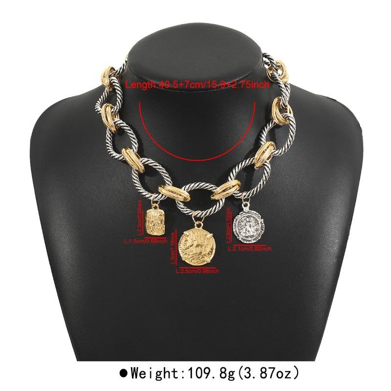 Европейский и американский преувеличенный темперамент популярное ожерелье-цепочка твист ZA та же монета сплав кулон ключичная цепочка