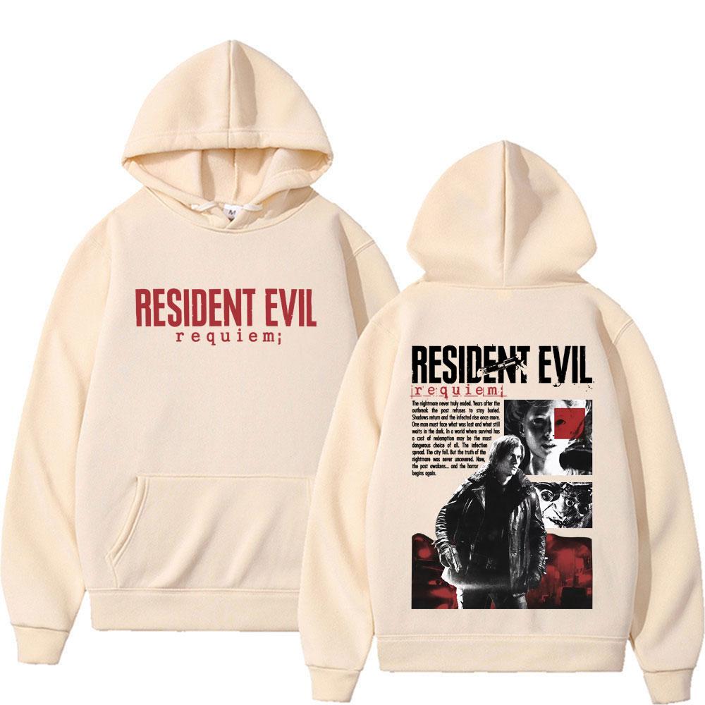 Resident Evil Requiem Print Hoodie Unisex Pullover Horror Game Character Collage Graphic Hooded Sweatshirt Casual Long Sleeve Streetwear for Game Fans