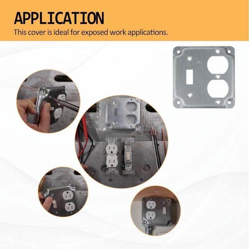 2Pieces Portable Sturdy Zinc Alloy Electrical Box Enclosures High Temperatures Resistant Cover Plate Set Accessory