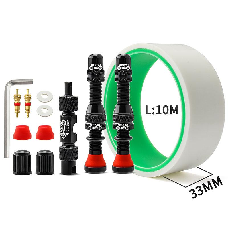 MUQZI Tubeless Tire Kit MTB Road Bike Tubeless Rim Sealing Tape & Schrader Valve & Valve Core Removal Tool Cycling Accessories