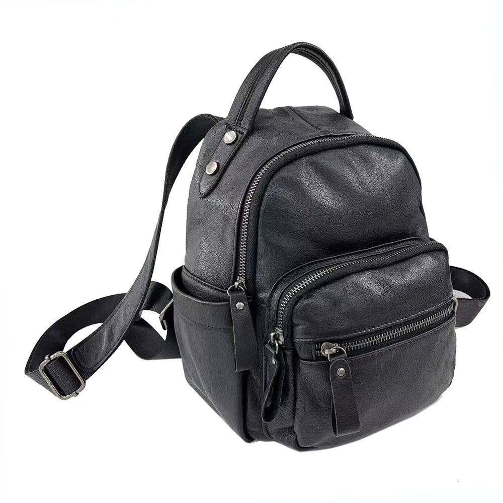 Рюкзак из натуральной кожи черного цвета, модный универсальный женский рюкзак из мягкой кожи, женская сумка