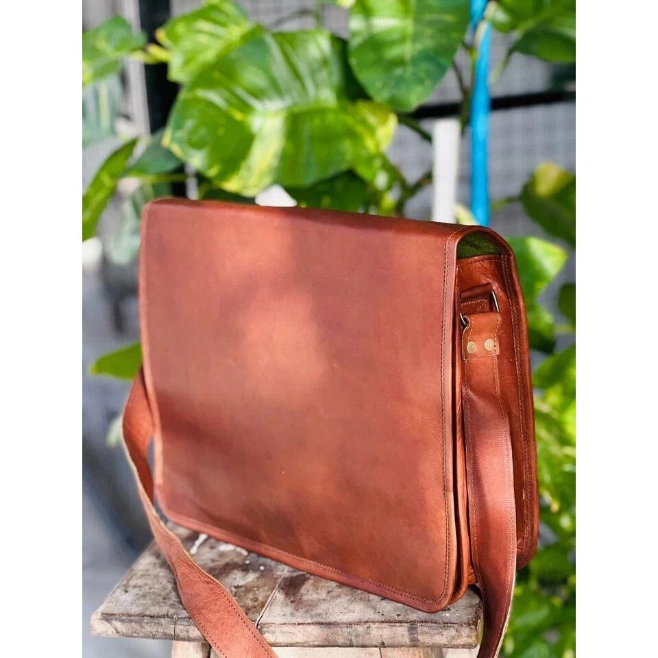 Мужская кожаная винтажная сумка-мессенджер для ноутбука ручной работы, портфель-сатчел