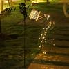Solar Powered Garden Lights Christmas Santa Kettle Light, Solar-Powered Claus Watering Can Stake Lamp Warm Light Stakes with LED String, Outdoor