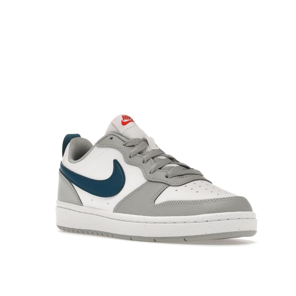 Nike Court Borough Low 2 GS White Light Smoke Grey Marina Kids Sneakers Habanero-Red BQ5448-117