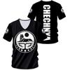 Summer Russia Chechnya T-Shirts Wolf Flag Chechens 3D Print Men Women Fashion Short Sleeve V-Neck T Shirt Man Tees Tops Clothing
