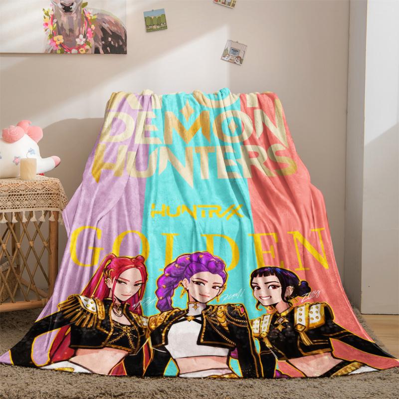 K-Pop-Demon-Hunters Blanket Hot Anime Flannel Blanket Fan Gift Suitable for Home Leisure Camping Travel Multifunctional Blanket