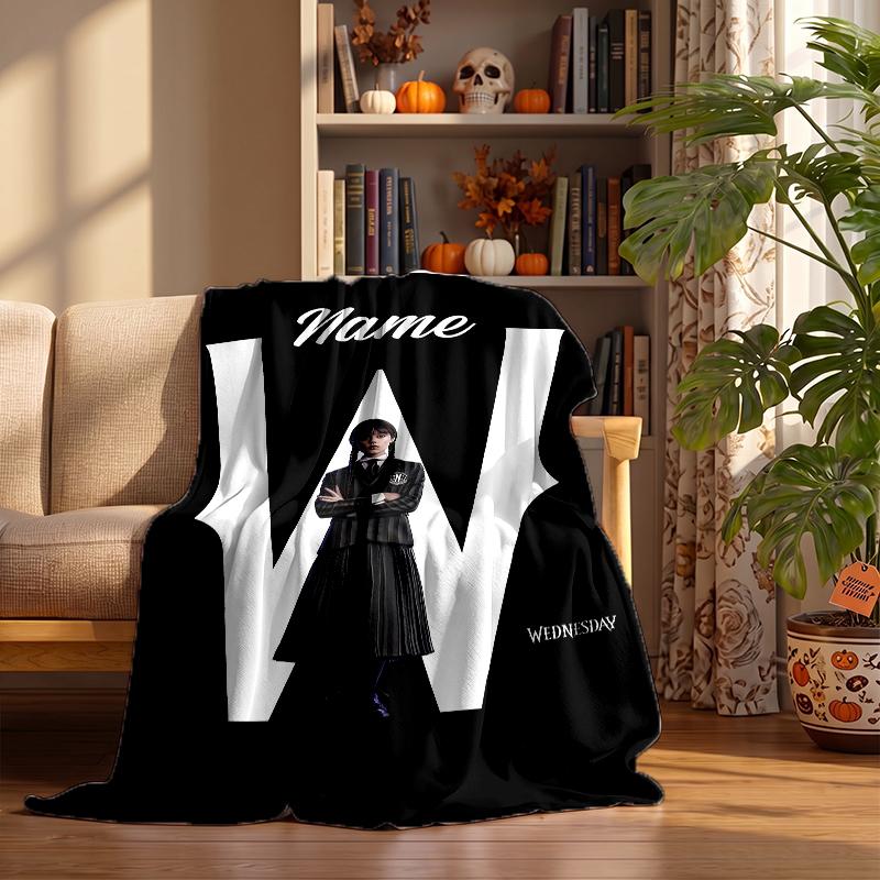 Wednesday Custom Flannel Blankets Soft Warm Cozy Throws for Home Decor Holiday Gifts