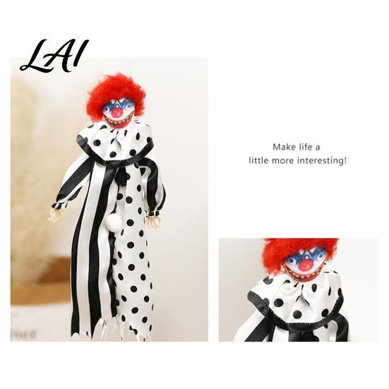 Halloween Window Ornaments Decoration Scary Hanging Clown Pendant with Satin Cloak Indoor Scene Decor Jester Plush Ornament for Horror Party Props,