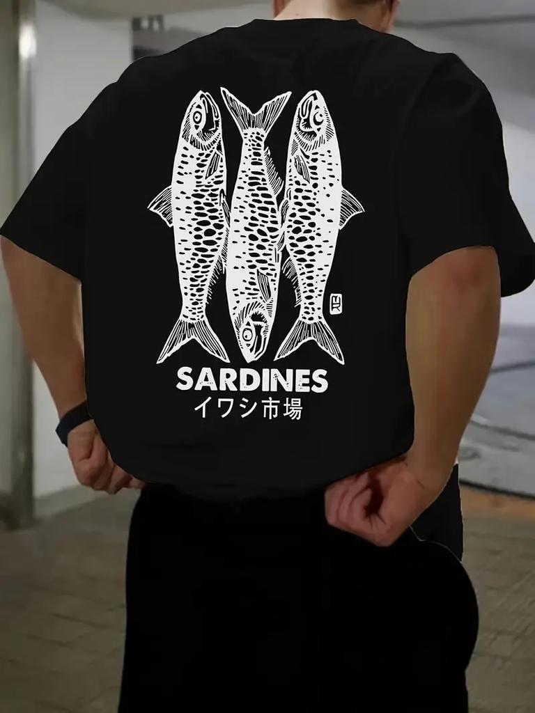 Summer Harajuku Graphic T Shirts Japanese Sardine Print Women Men Oversized Streetwear Vintage Tee Clothing Comfortable Cotton