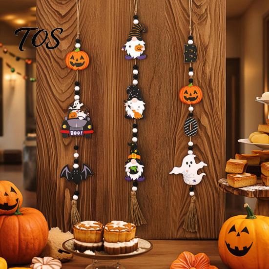 Holiday Atmosphere Party Supplies Halloween Beaded Hanging Sign, Witch Pumpkin Bat Pendant Garland for Autumn Festival Decor Door, Spooky Festive Home