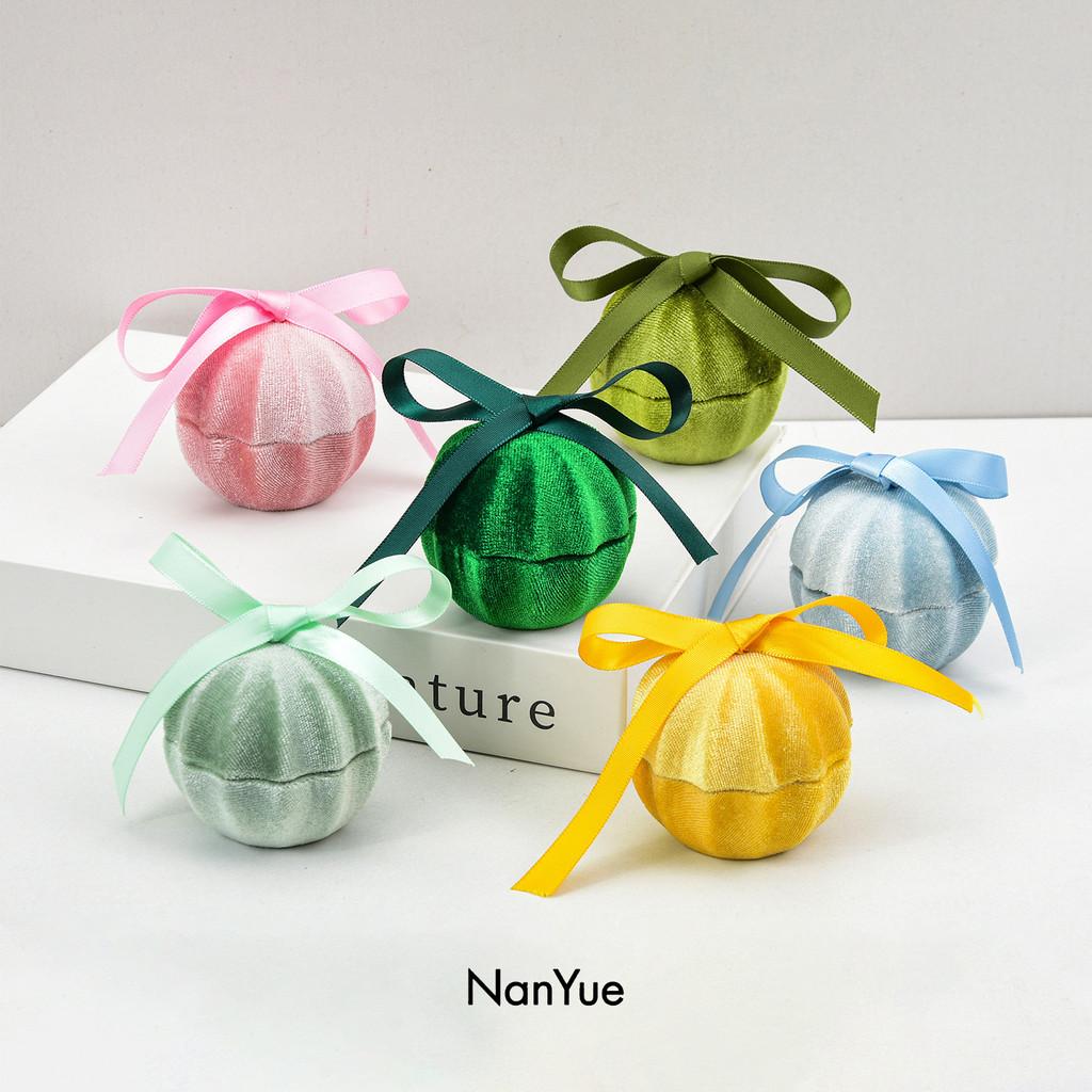 Velvet Ring Box With Pumpkin Shape For Jewelry Storage And Gift Packaging