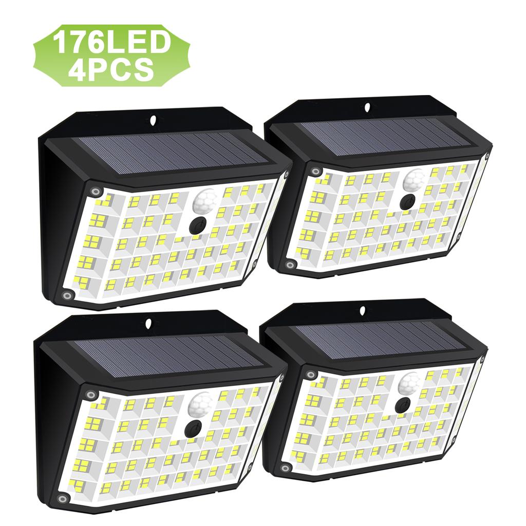 Solar Outdoor Lights 176 LED Solar Powered Motion Sensor Flood Lights IP65 Waterproof 3 Modes Wall Lamp For Outside Porch Yard