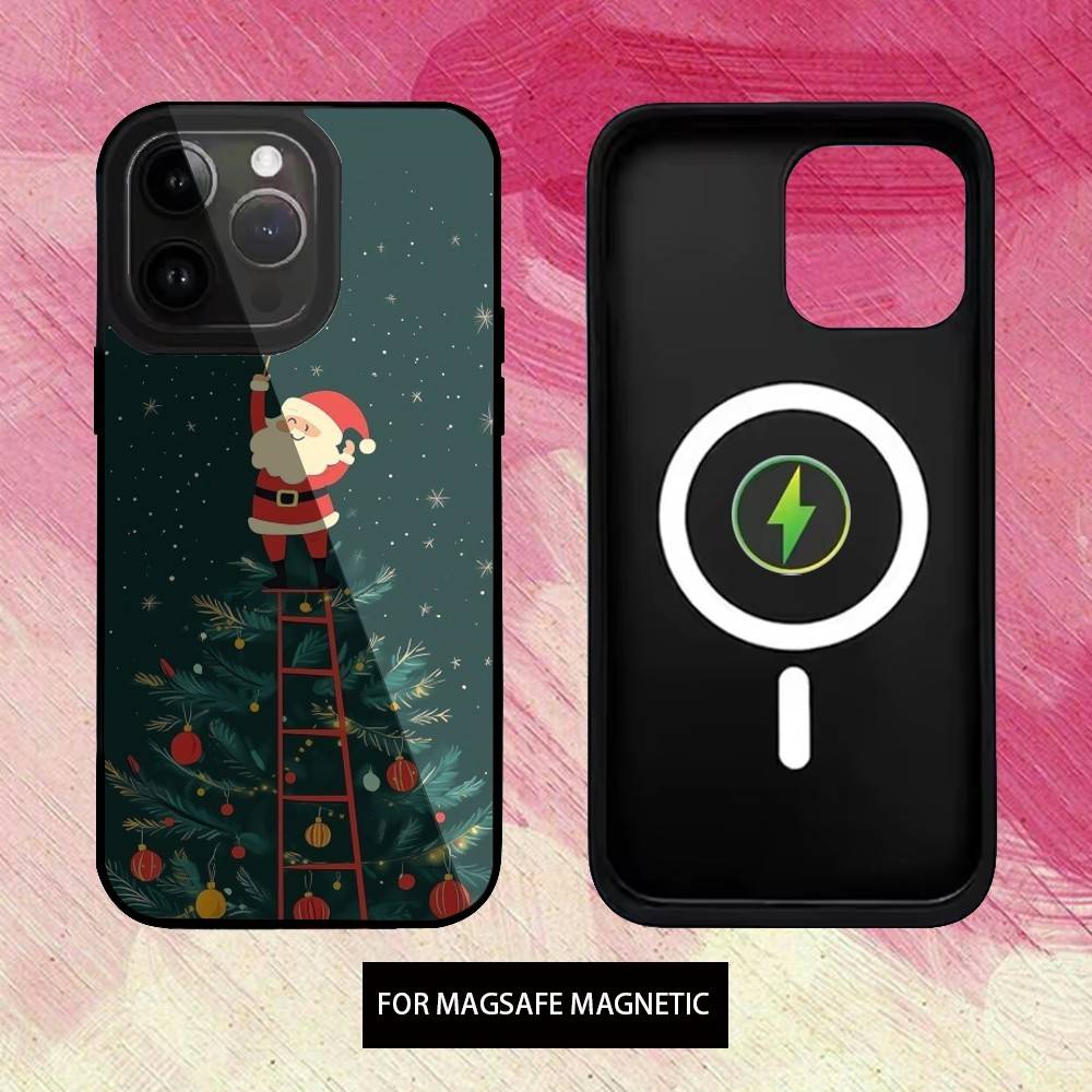 Cartoon Christmas Phone Case For iPhone17,16,15,14,13,12,11 Plus,Pro Max Magnetic Magsafe Wireless Charging