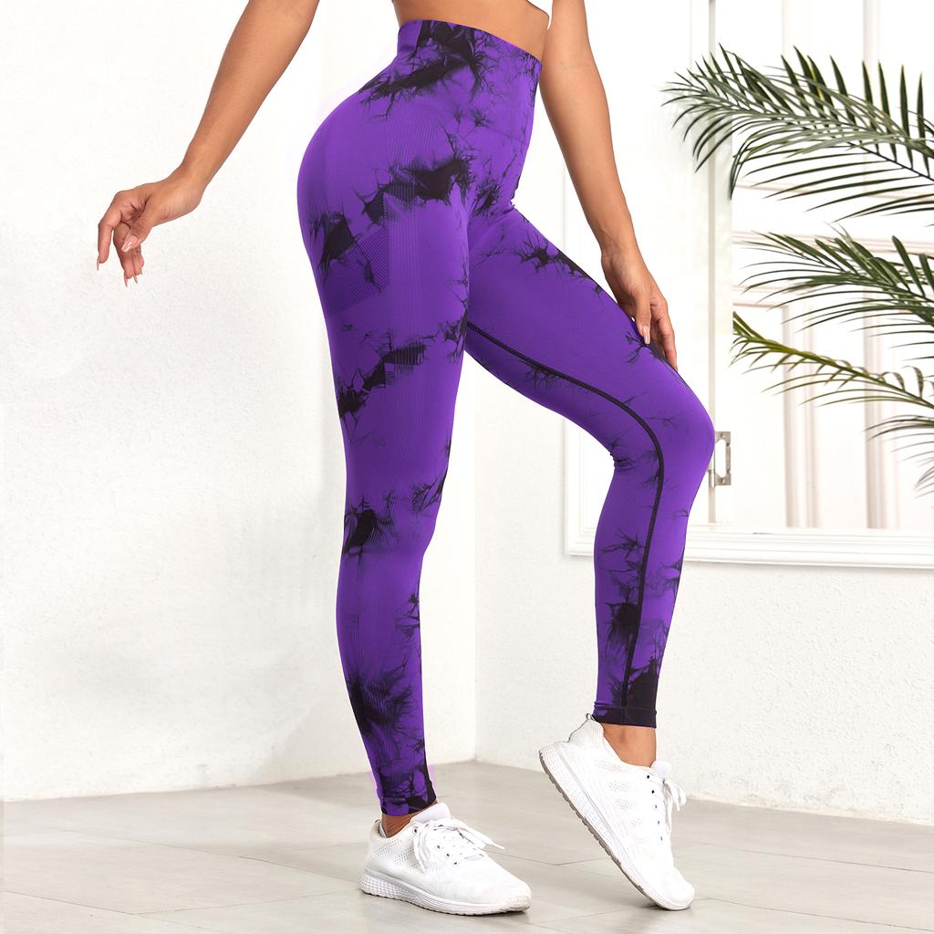 Бесшовные брюки для йоги с галстуком-краской, женские спортивные леггинсы с высокой талией, эластичные спортивные леггинсы для тренировок, узкая спортивная одежда для спортзала
