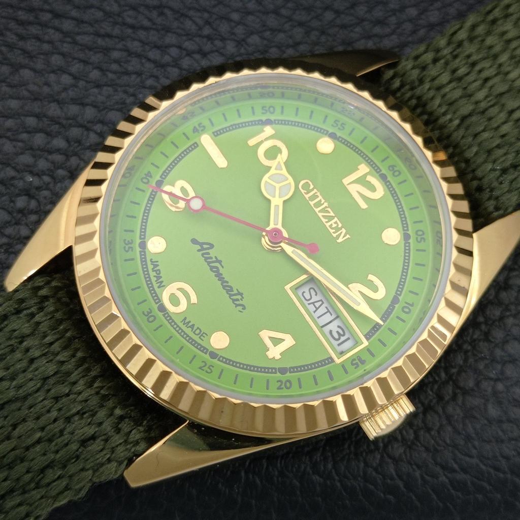 ВИНТАЖНЫЕ ОТРЕМОНТИРОВАННЫЕ МУЖСКИЕ ЧАСЫ CITIZEN AUTOMATIC 8200 ЯПОНИЯ ЗЕЛЕНЫЙ ЦИФЕРБЛАТ a445353-1