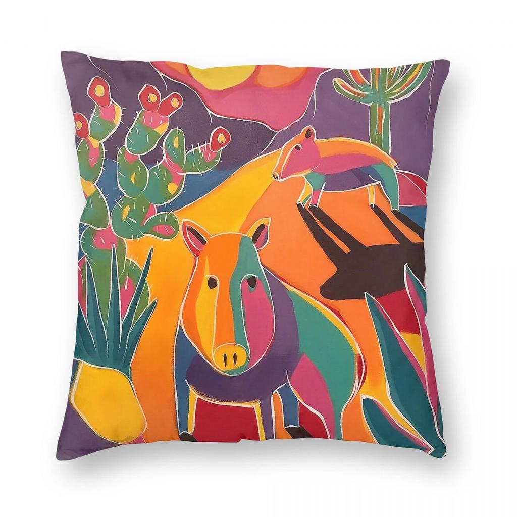 Two Javelinas In The Sunset Pillowcase Polyester Linen Velvet Printed Zip Decorative Sofa Seater Cushion Case