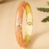 Enamel Floral Flower Crystal Bangle Colorful Women's Hand Bracelet Vintage Cloisonne Bangle  Ladies