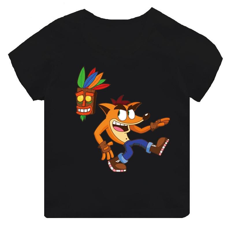 Game Crash Bandicoot Print Cartoon Black New Sleeves Men Women Tee Adults Children Boy Gril Top Kids Parent Child Cotton Tshirt