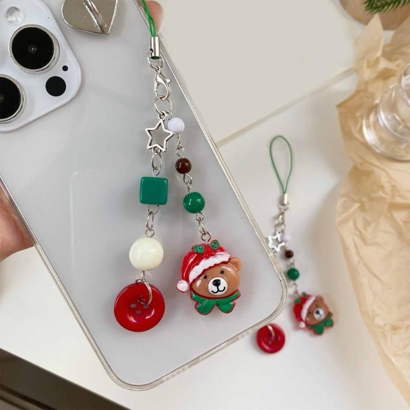 Adorable Gingerbreads Man Bear Designs Phone Strap Key Holder Unique Phone Lanyard Keychain for Cartoon Style Lovers