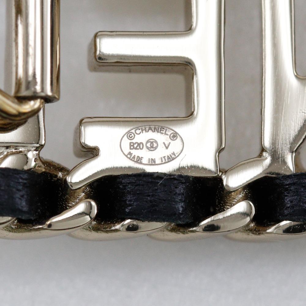 Chanel Заколка для волос с логотипом CHANEL Valletta Chain из черной кожи/позолоченная Женская Б/У