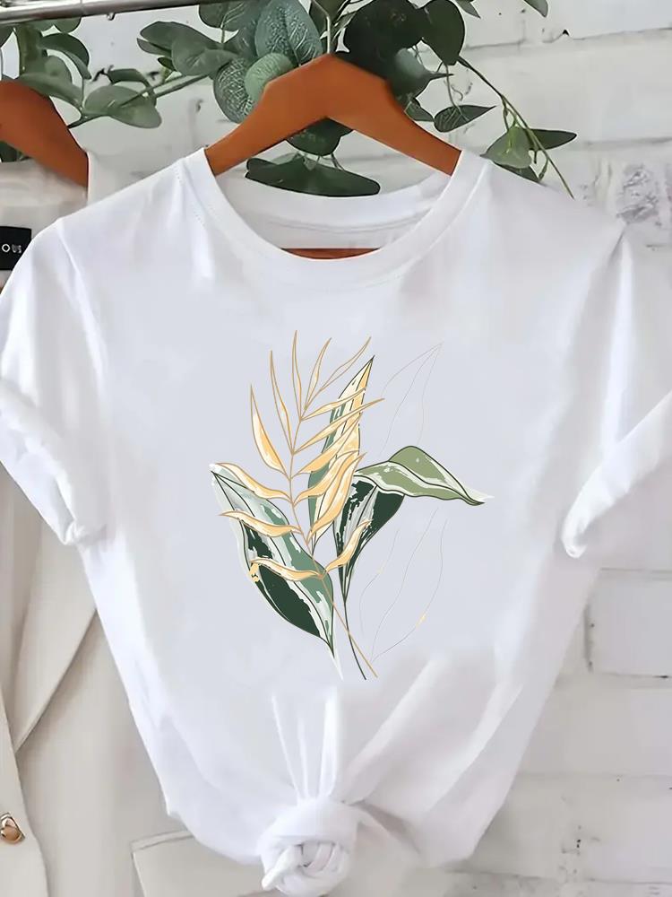 (Asian Size) Feather Style Cute Women Printed Lady Casual Short Sleeve T Tee Top Clothing Shirt Fashion Female Graphic T-shirts