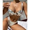 Искусственная кожа, бюстгальтер на косточках, чашка, бикини, женские купальники, женский купальник, комплект бикини из двух предметов, купальный костюм, купальный костюм