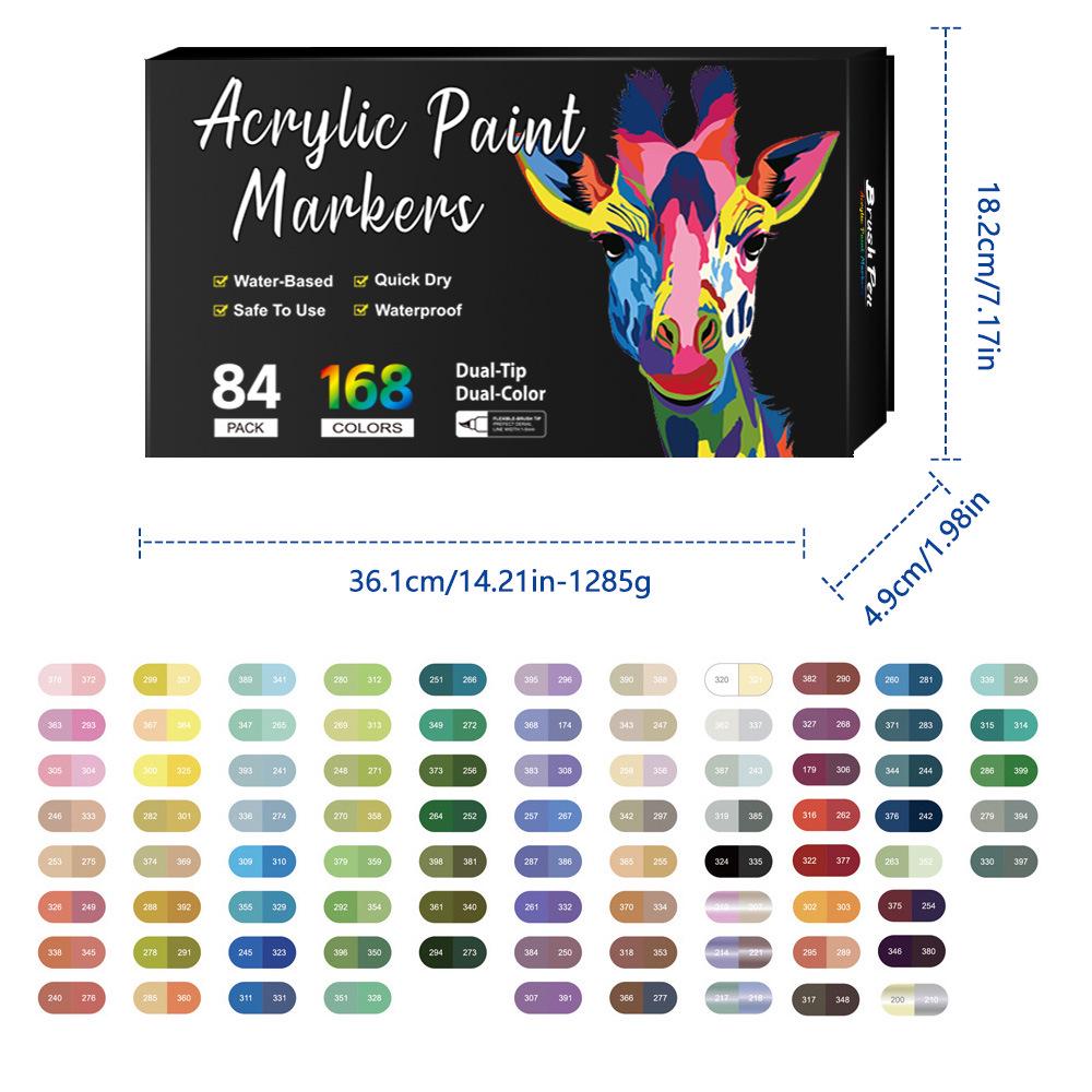 36-Color Dual-Tip Water-Based Acrylic Marker Set for DIY Graffiti