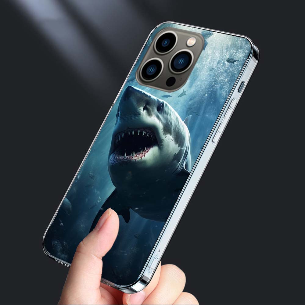 Чехол для телефона 'Пасть Глубоководной Злой Акулы' Для iPhone 16E 15 Pro 14 Plus 17E 16 17 Pro Max Air 11 12 13 Mini Ударопрочный