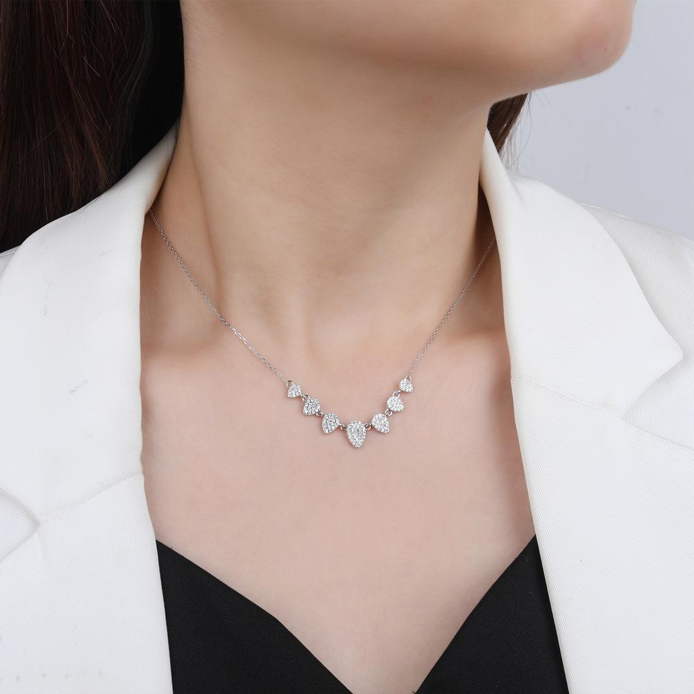 925 Sterling Silver Full Drill Melon Seed Drop Shaped Necklace Female Summer Ins Wind Does Not Fade Simple Jewelry