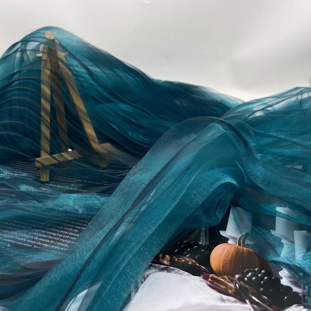 150cm X 1 Yard Organza Pleated Fabric Hardnet Texture Handmade Pleated DIY Clothing Fabric Three-dimensional Decoration