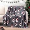 1 Soft and Warm Flannel Blanket - Winter Snowman with Black and White Snowflake Pattern, All-Season Comfortable Sofa Blanket, Bed Blanket, Travel Blan