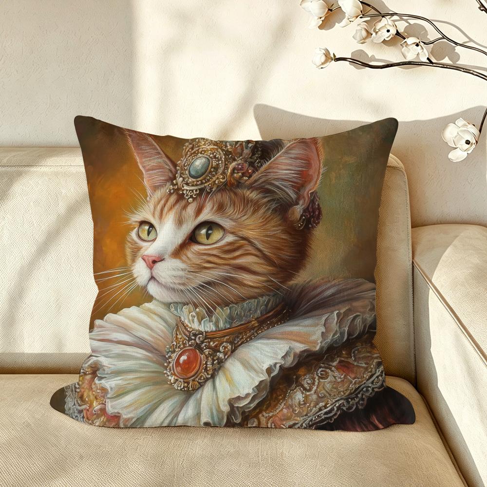 Art CCute Cat Printing Decorative Cushion Cover Pillow Case Antidustmite Pillowcase Silky Short Plush Sofa Cushion Cover hot